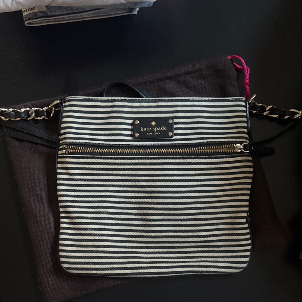 Kate Spade Striped Black and White Crossbody Bag